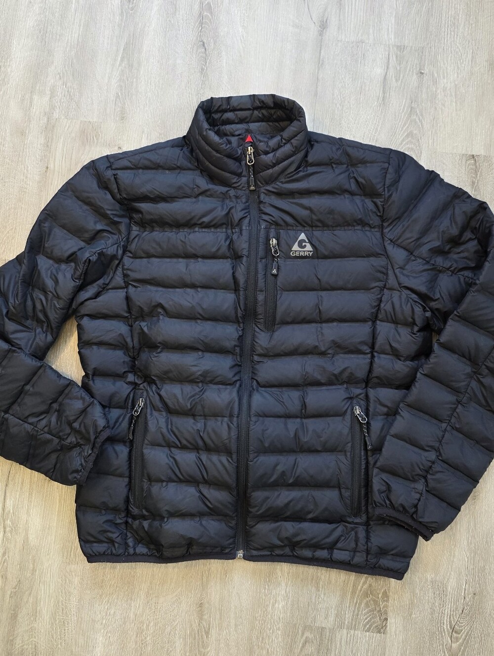 Gerry Mens Black 650 Fill Power Down Puffer Jacket Size Medium Full Zip Outdoor